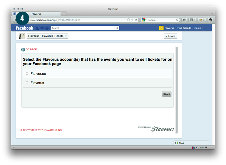  Choose which Flavorus account  you would like to use